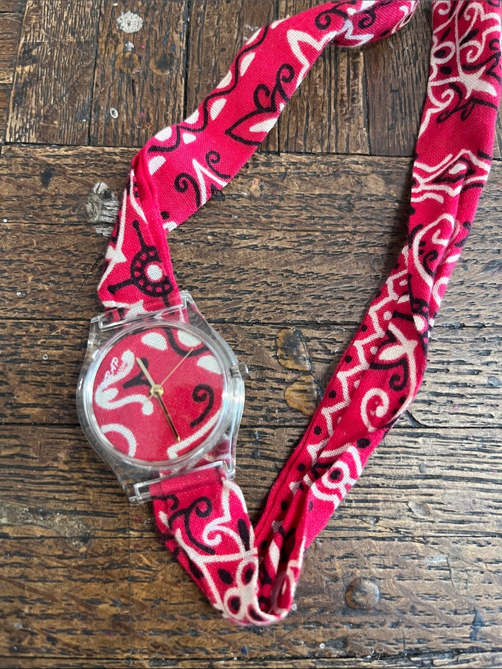 Wrap watch swatch Swiss made Red bandana Patterned Fabric Wrap Watch